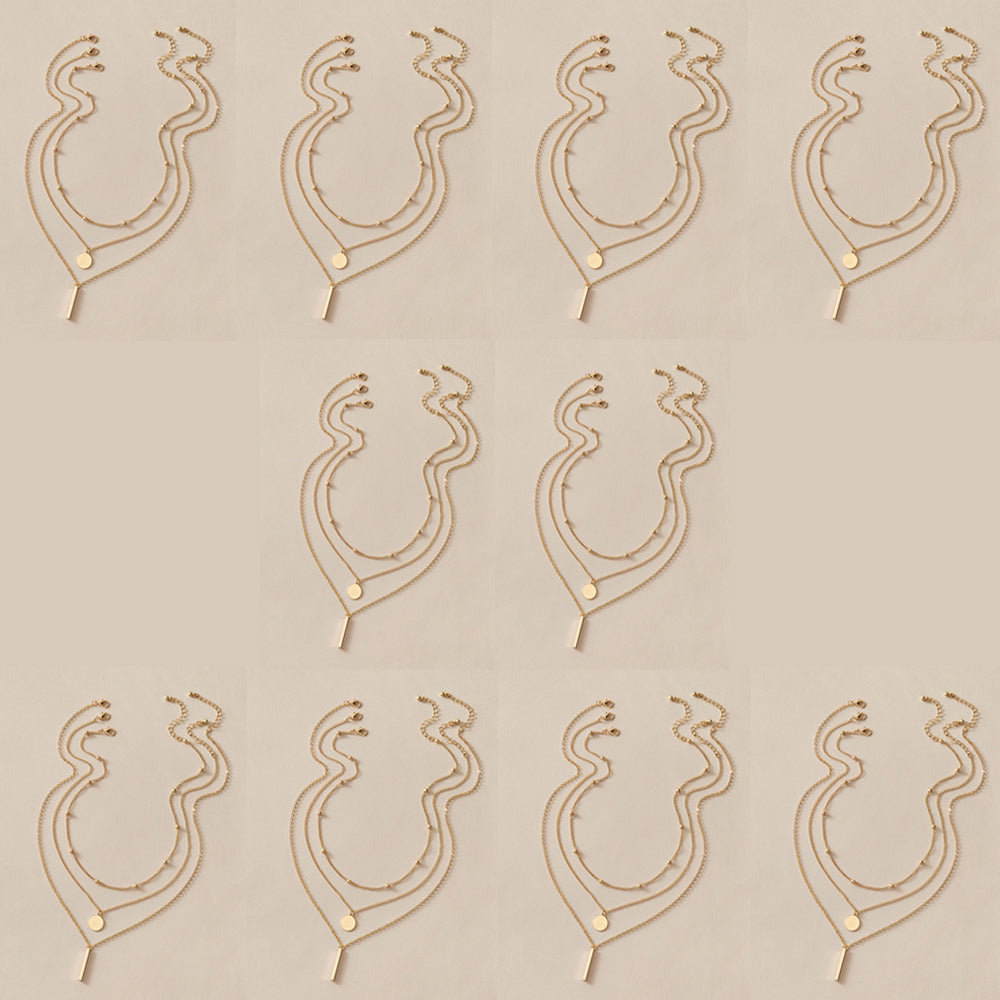 10 sets Gold Tone Chain Multi layer Choker Pendant Bib Necklace Party Jewellery-0
