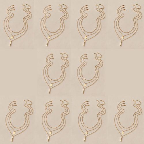 10 sets Gold Tone Chain Multi layer Choker Pendant Bib Necklace Party Jewellery-0