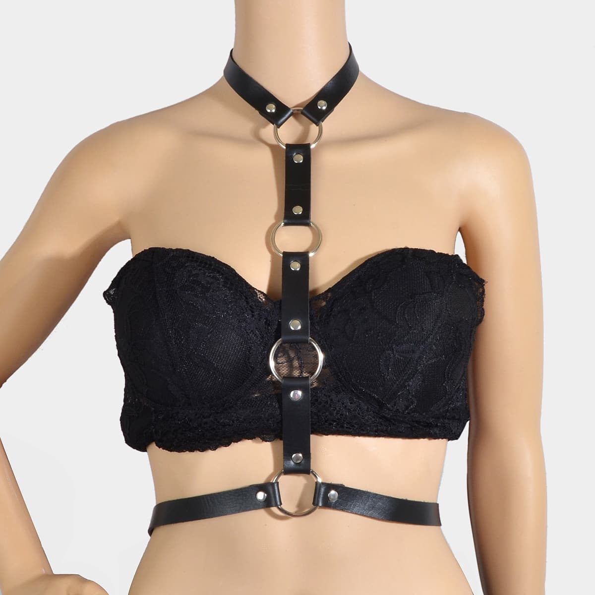 Women Leather Harness Bra Belt Body Lingerie Chain Top Sexy-0