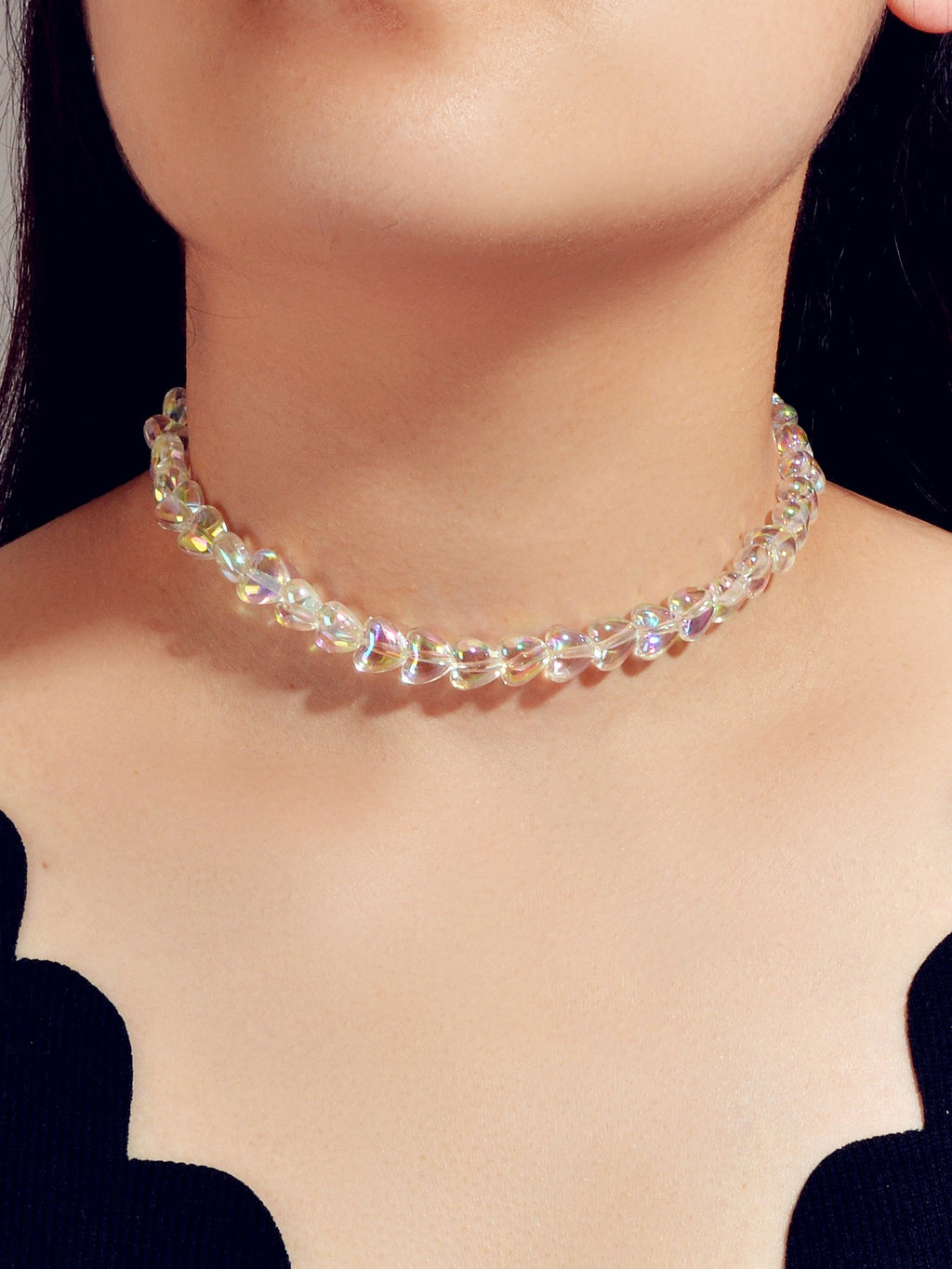 Good Quality Transparent Resin Heart Chain Choker Necklace Women Trendy Jewelry-0