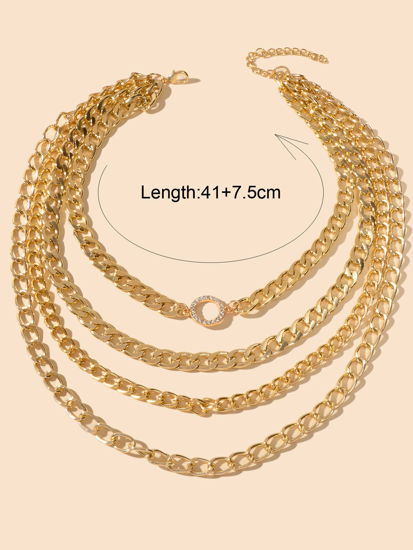 Rhinestone Decor Layered Necklace Chunky Collar Punk Choker-1