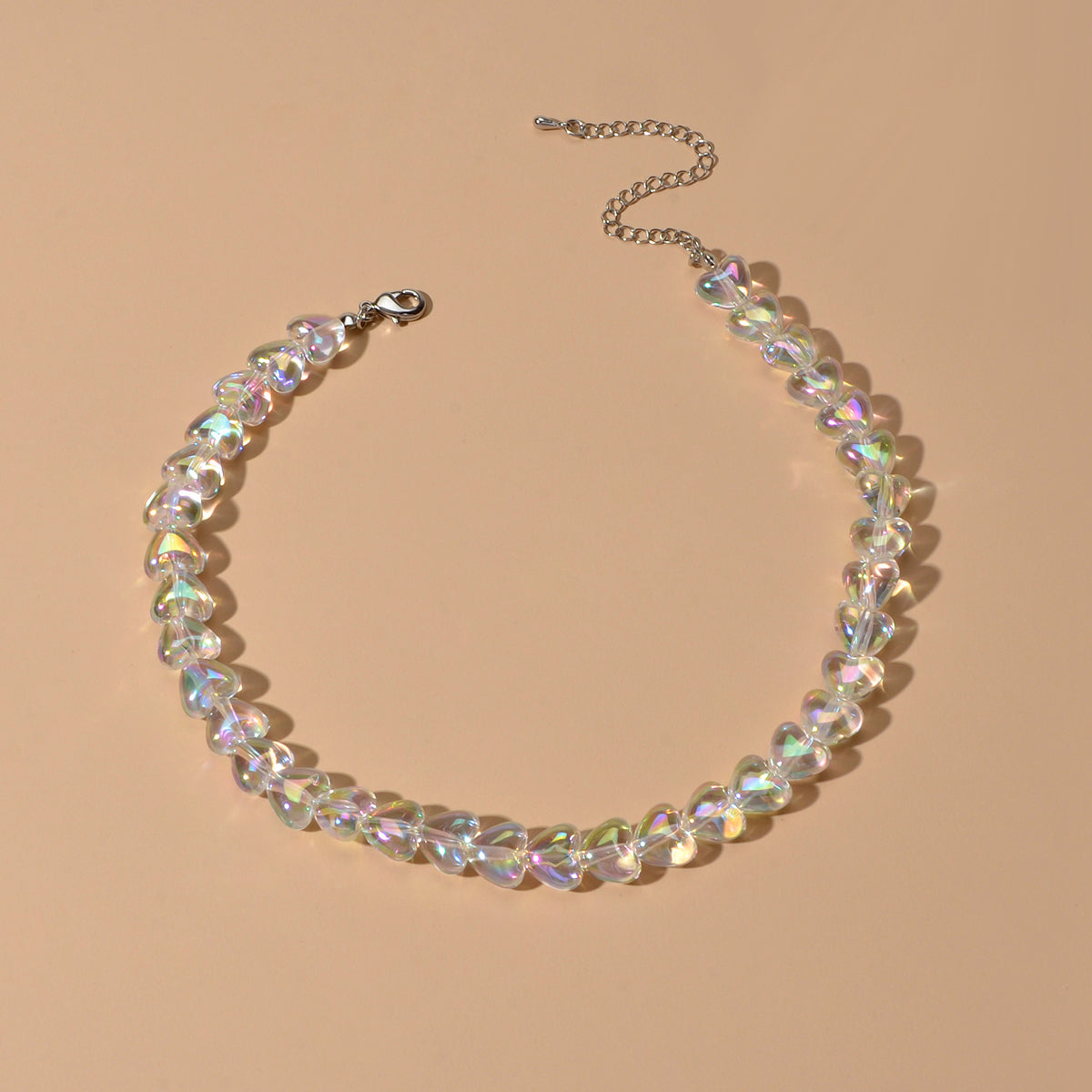 Good Quality Transparent Resin Heart Chain Choker Necklace Women Trendy Jewelry-1
