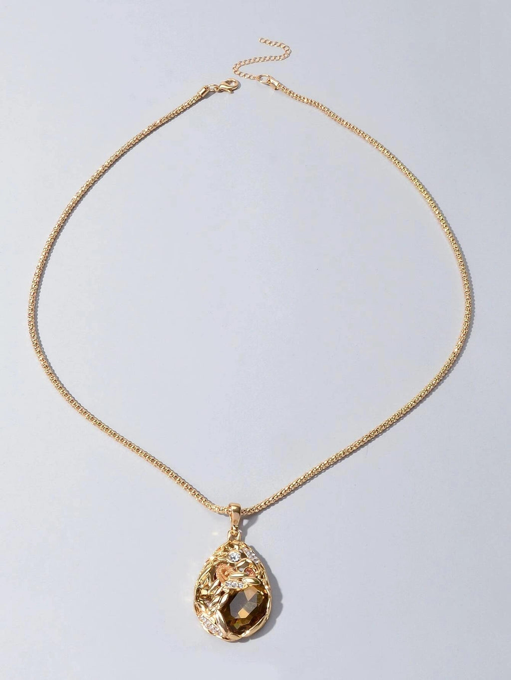 Luxurious Jewellery Rhinestone Champagne Blue Crystal Flower Water Drop Necklace-1