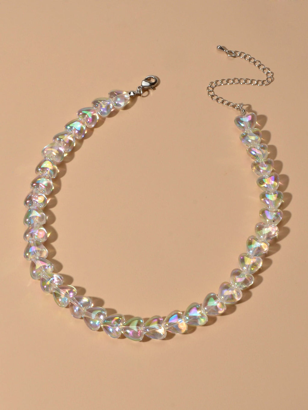 Good Quality Transparent Resin Heart Chain Choker Necklace Women Trendy Jewelry-2