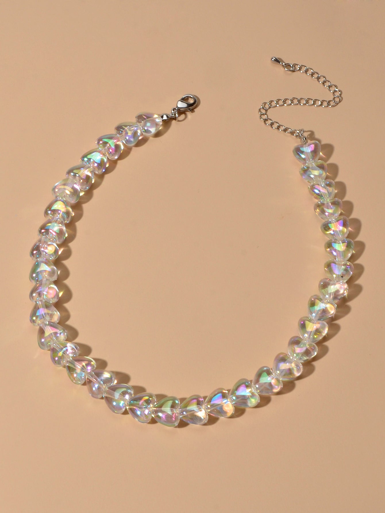 Good Quality Transparent Resin Heart Chain Choker Necklace Women Trendy Jewelry-2