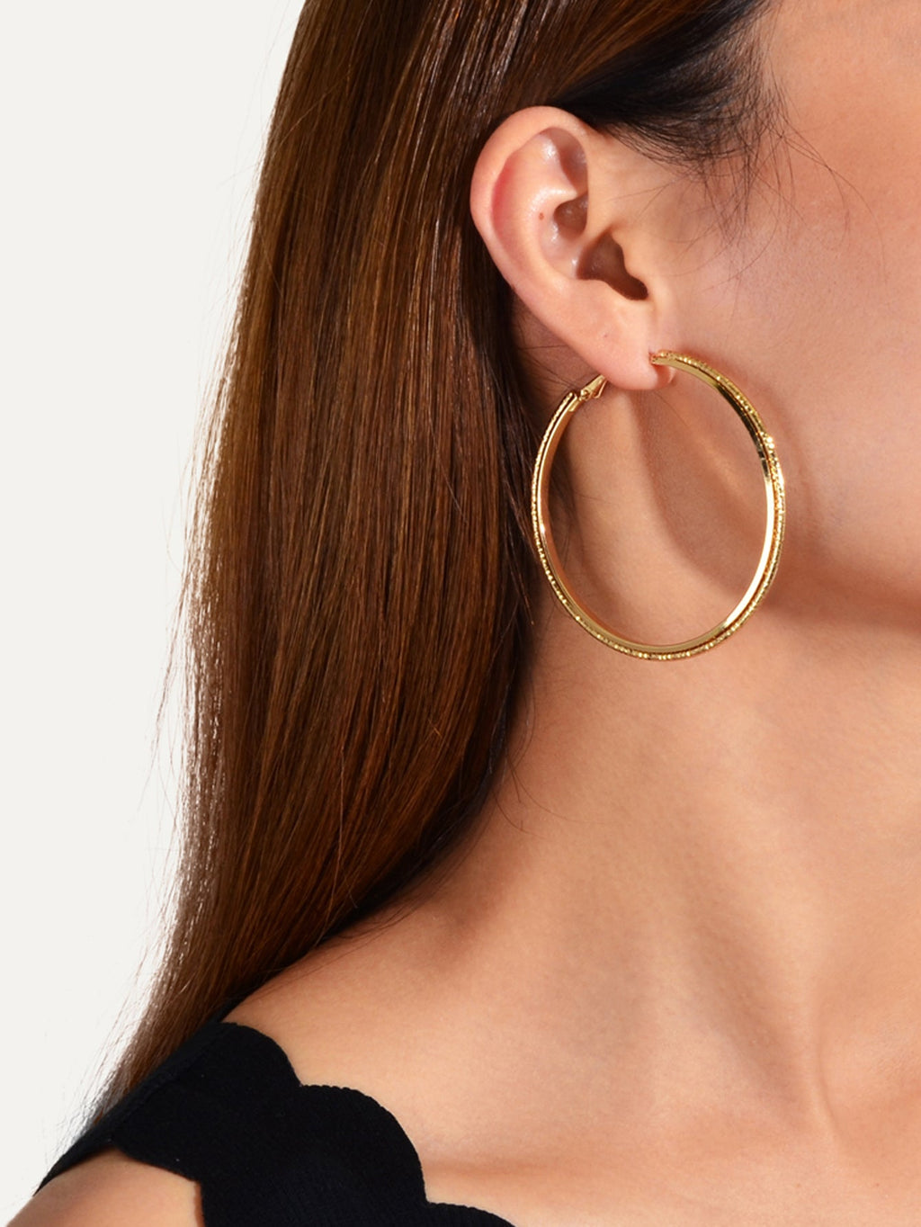 Statement 3pairs Gold Metal Circle Square Big Hoop Dangle Earrings set for Women-3