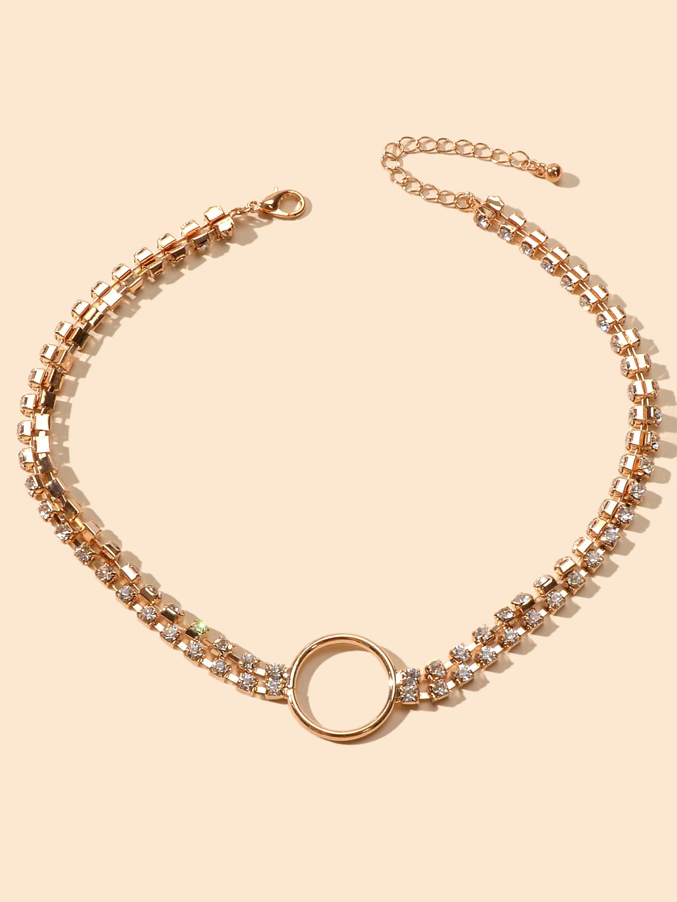 Ladies Jewellery Rhinestone Multi-layer Gold Chain Y Shape Pendant Necklace Gift-3